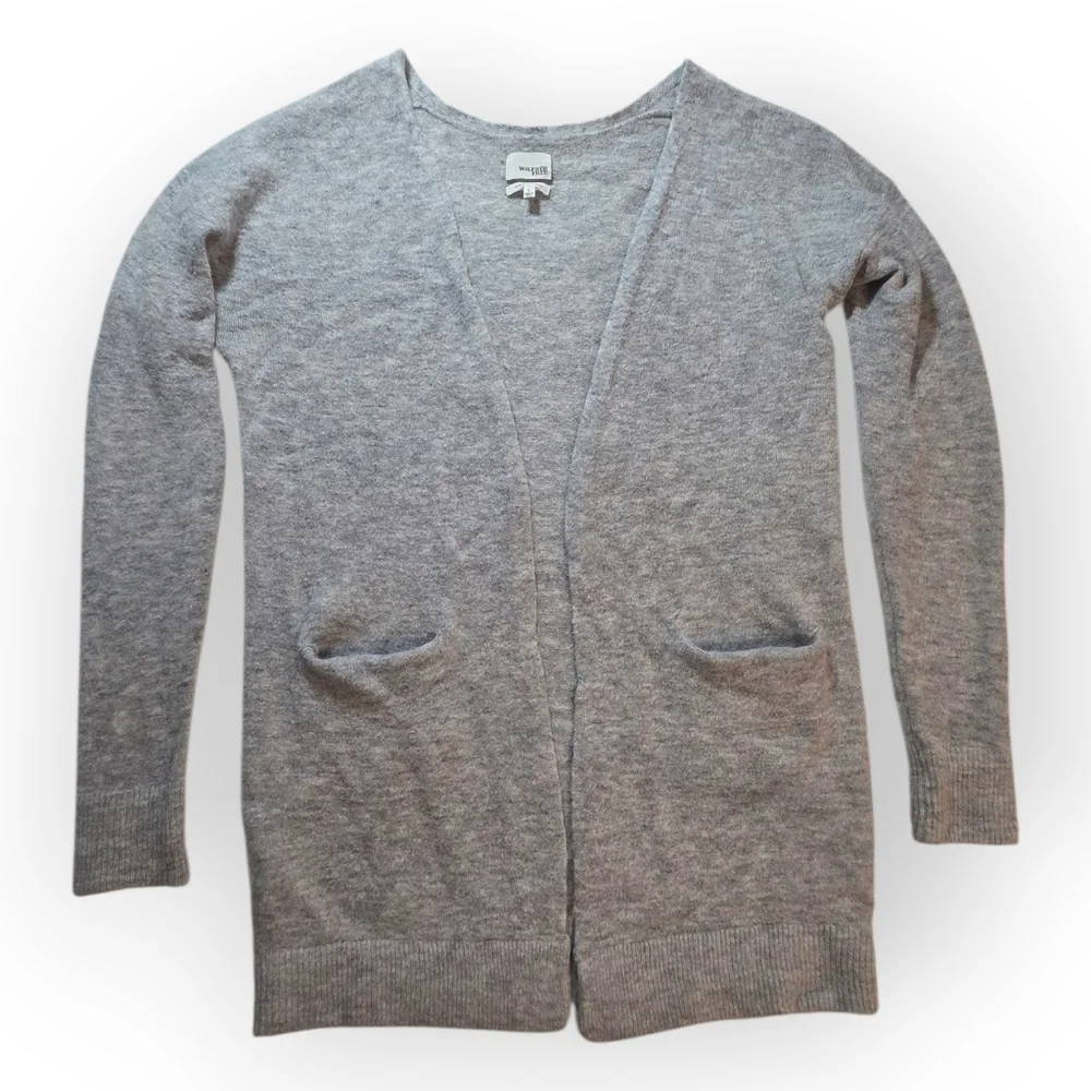 Wilfred Longline Open-Front Cardigan Heather Grey Size Large - Picture 2 of 10